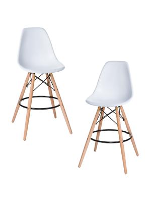 Стул барный DOBRIN Набор 2 шт Стул барный DOBRIN DSW BAR, ножки светлый бук, цвет сиденья белый (W-02) арт. LMZL-PP638G-N_LB-MTR_P-W-02