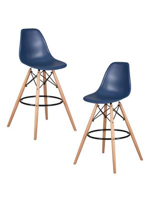 Стул барный DOBRIN Набор 2 шт Стул барный DOBRIN DSW BAR, ножки светлый бук, цвет тёмно-синий (BE-12) арт. LMZL-PP638G-N_LB-MTR_P-BE-12
