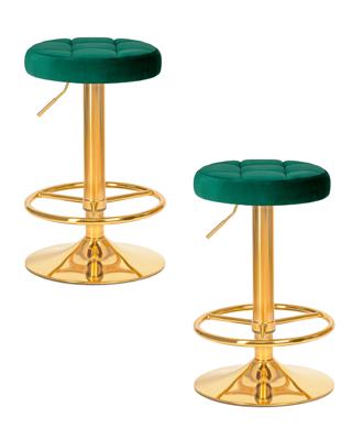 Стул барный DOBRIN Набор 2 шт Табурет барный DOBRIN BRUNO GOLD, зеленый велюр (MJ9-88) арт. LM-5008-N_G-M_V-MJ9-88