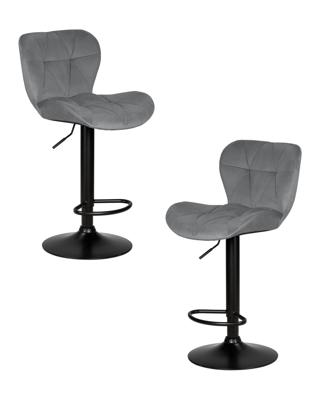 Стул барный DOBRIN Набор 2 шт Стул барный DOBRIN BARNY BLACK, серый велюр (MJ9-75) арт. LM-5022-N_B-M_V-MJ9-75