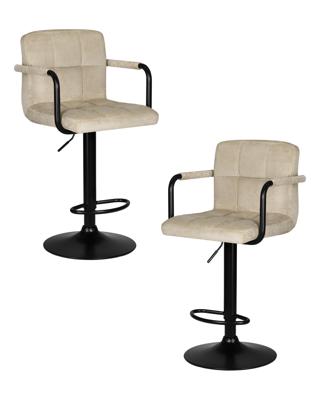 Стул барный DOBRIN Набор 2 шт Стул барный DOBRIN KRUGER ARM BLACK, бежевый вельвет (LAR-E2041-04) арт. LM-5011-N_B-M_VV-LAR-E2041-04