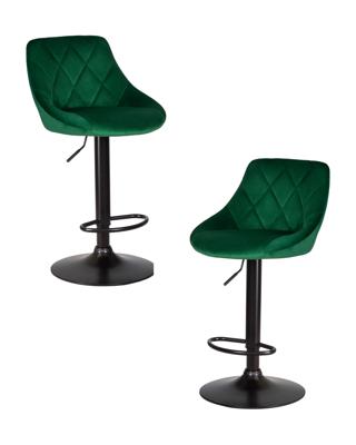 Стул барный DOBRIN Набор 2 шт Стул барный DOBRIN LOGAN BLACK, зеленый велюр (MJ9-88) арт. LM-5007-N_B-M_V-MJ9-88