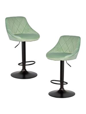Стул барный DOBRIN Набор 2 шт Стул барный DOBRIN LOGAN BLACK, мятный велюр (MJ9-87) арт. LM-5007-N_B-M_V-MJ9-87