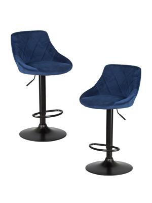 Стул барный DOBRIN Набор 2 шт Стул барный DOBRIN LOGAN BLACK, синий велюр (MJ9-117) арт. LM-5007-N_B-M_V-MJ9-117