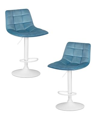 Стул барный DOBRIN Набор 2 шт Стул барный DOBRIN TAILOR WHITE, пудрово-голубой велюр (MJ9-74) арт. LM-5017-N_W-M_V-MJ9-74