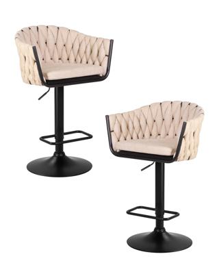 Стул барный DOBRIN Набор 2 шт Стул барный DOBRIN LEON, бежевая ткань (LAR 275-1) арт. LM-9690-N_B-M_TT-LAR-275-1