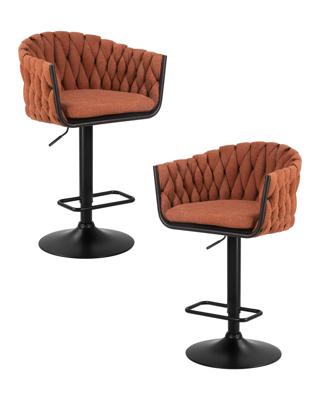 Стул барный DOBRIN Набор 2 шт Стул барный DOBRIN LEON, оранжевая ткань (LAR 275-27) арт. LM-9690-N_B-M_TT-LAR-275-27