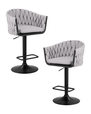 Стул барный DOBRIN Набор 2 шт Стул барный DOBRIN LEON, серая ткань (LAR 275-17) арт. LM-9690-N_B-M_TT-LAR-275-17