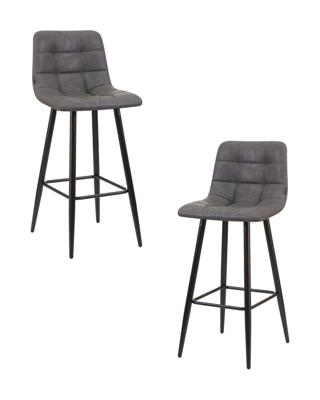 Стул барный DOBRIN Набор 2 шт Стул барный DOBRIN NICOLE, черные матовые ножки, серая антрацитовая винтажная экокожа (RU-08) арт. LML-8078-N_B-M_EL-RU-08