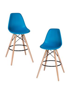 Стул барный DOBRIN Набор 2 шт Стул барный DOBRIN DSW BAR, ножки светлый бук, цвет сиденья голубой (BE-02) арт. LMZL-PP638G-N_MTR_P-BE-02