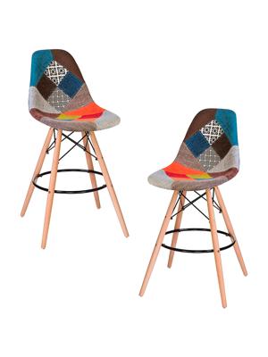 Стул барный DOBRIN Набор 2 шт Стул барный DOBRIN DSW BAR, ножки светлый бук, цвет сиденья мозаика арт. LMZL-PP638G-N_LB-MTR_C-mosaic