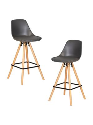 Стул барный DOBRIN Набор 2 шт Стул полубарный DOBRIN RONNI, ножки светлый бук, тёмно-серый (GR-04) арт. LMZL-PP759A-1-N_LB-MTR_EL-GR-04