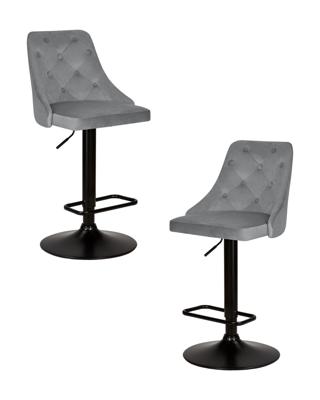 Стул барный DOBRIN Набор 2 шт Стул барный DOBRIN JOSEPH BLACK, серый велюр (MJ9-75) арт. LM-5021-N_B-M_V-MJ9-75