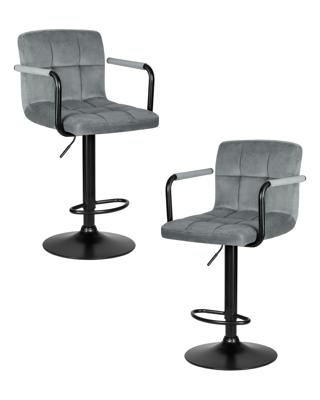 Стул барный DOBRIN Набор 2 шт Стул барный DOBRIN KRUGER ARM BLACK, серый велюр (MJ9-75) арт. LM-5011-N_B-M_V-MJ9-75