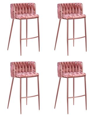 Стул барный DOBRIN Набор 4 шт Стул барный DOBRIN EMMA ROSE GOLD, розовый велюр (VF-10) арт. LMN-1538-N_PG-M_V-VF-10
