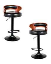 Стул барный DOBRIN Набор 2 шт Стул барный DOBRIN FRED BLACK, коричневое дерево, чёрный арт. LMZ-1018-N_B-M_EL-brown