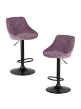 Стул барный DOBRIN Набор 2 шт Стул барный DOBRIN LOGAN BLACK, пудрово-сиреневый велюр (MJ9-52) арт. LM-5007-N_B-M_V-MJ9-52