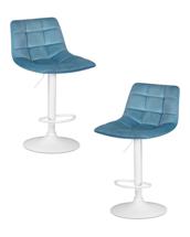 Стул барный DOBRIN Набор 2 шт Стул барный DOBRIN TAILOR WHITE, пудрово-голубой велюр (MJ9-74) арт. LM-5017-N_W-M_V-MJ9-74