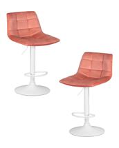 Стул барный DOBRIN Набор 2 шт Стул барный DOBRIN TAILOR WHITE, пудрово-розовый велюр (MJ9-32) арт. LM-5017-N_W-M_V-MJ9-32