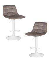 Стул барный DOBRIN Набор 2 шт Стул барный DOBRIN TAILOR WHITE, серый велюр (MJ9-75) арт. LM-5017-N_W-M_V-MJ9-75