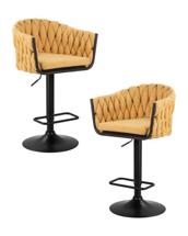 Стул барный DOBRIN Набор 2 шт Стул барный DOBRIN LEON, жёлтая ткань (LAR 275-8) арт. LM-9690-N_B-M_TT-LAR-275-8