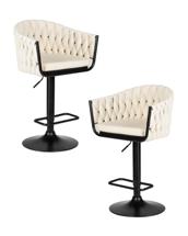 Стул барный DOBRIN Набор 2 шт Стул барный DOBRIN LEON, кремовая ткань (LAR 275-33) арт. LM-9690-N_B-M_TT-LAR-275-33