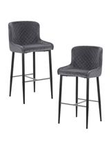 Стул барный DOBRIN Набор 2 шт Стул барный DOBRIN CHRISTIAN'75, черные ножки, темно-серый велюр (V108-91) арт. LML-8297-N_B-M_V-V108-91