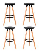 Стул барный DOBRIN Набор 4 шт Табурет барный DOBRIN ROYCE, ножки светлый бук, цвет чёрный (B-03) арт. LMZL-PP652-N_LB-MTR_P-B-03