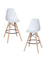 Стул барный DOBRIN Набор 2 шт Стул барный DOBRIN DSW BAR, ножки светлый бук, цвет сиденья белый (W-02) арт. LMZL-PP638G-N_LB-MTR_P-W-02