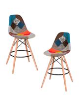 Стул барный DOBRIN Набор 2 шт Стул барный DOBRIN DSW BAR, ножки светлый бук, цвет сиденья мозаика арт. LMZL-PP638G-N_LB-MTR_C-mosaic