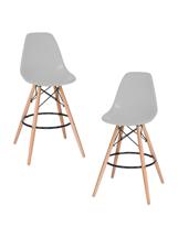 Стул барный DOBRIN Набор 2 шт Стул барный DOBRIN DSW BAR, ножки светлый бук, цвет сиденья светло-серый (GR-01) арт. LMZL-PP638G-N_LB-MTR_P-GR-01