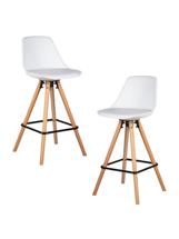 Стул барный DOBRIN Набор 2 шт Стул полубарный DOBRIN RONNI, ножки светлый бук, белый (ZL-W-02) арт. LMZL-PP759A-1-N_LB-MTR_EL-ZL-W-02