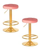 Стул барный DOBRIN Набор 2 шт Табурет барный DOBRIN BRUNO GOLD, пудрово-розовый велюр (MJ9-32) арт. LM-5008-N_G-M_V-MJ9-32