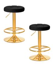 Стул барный DOBRIN Набор 2 шт Табурет барный DOBRIN BRUNO GOLD, черный велюр (MJ9-101) арт. LM-5008-N_G-M_V-MJ9-101