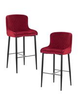 Стул барный DOBRIN Набор 2 шт Стул барный DOBRIN CHRISTIAN'75, черные ножки, бордовый велюр (V108-85) арт. LML-8297-N_B-M_V-V108-85