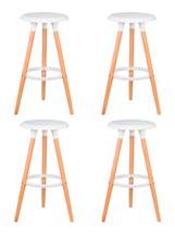 Стул барный DOBRIN Набор 4 шт Табурет барный DOBRIN ROYCE, ножки светлый бук, цвет белый (W-02) арт. LMZL-PP652-N_LB-MTR_P-W-02