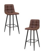 Стул барный DOBRIN Набор 2 шт Стул барный DOBRIN NICOLE, черные матовые ножки, коричневая микрофибра (PK-03) арт. LML-8078-N_B-M_MF-PK-03