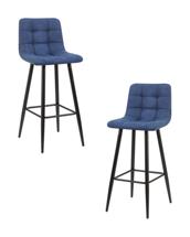 Стул барный DOBRIN Набор 2 шт Стул барный DOBRIN NICOLE, черные матовые ножки, синяя ткань (UF860-14B) арт. LML-8078-N_B-M_C-UF860-14B