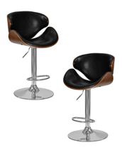 Стул барный DOBRIN Набор 2 шт Стул барный DOBRIN KARTER, коричневое дерево, чёрный арт. LMZ-4905-N_CH-M_EL-black