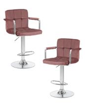 Стул барный DOBRIN Набор 2 шт Стул барный DOBRIN KRUGER ARM, пудрово-розовый велюр (MJ9-32) арт. LM-5011-N_CH-M_V-MJ9-32