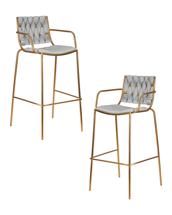 Стул барный DOBRIN Набор 2 шт Стул барный DOBRIN MILLER GOLD, cветло-серый велюр (135-37) арт. LMN-1637-N_G-M_V-135-37
