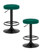 Стул барный DOBRIN Набор 2 шт Табурет барный DOBRIN BRUNO BLACK, зеленый велюр (MJ9-88) арт. LM-5008-N_B-M_V-MJ9-88