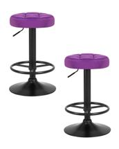 Стул барный DOBRIN Набор 2 шт Табурет барный DOBRIN BRUNO BLACK, фиолет велюр (MJ9-58) арт. LM-5008-N_B-M_V-MJ9-58