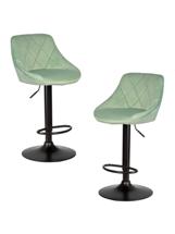 Стул барный DOBRIN Набор 2 шт Стул барный DOBRIN LOGAN BLACK, мятный велюр (MJ9-87) арт. LM-5007-N_B-M_V-MJ9-87