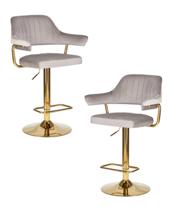 Стул барный DOBRIN Набор 2 шт Стул барный DOBRIN CHARLY GOLD, серый велюр (MJ9-75) арт. LM-5019-N_G-M_V-MJ9-75