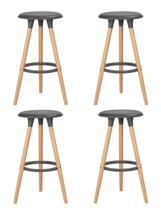 Стул барный DOBRIN Набор 4 шт Табурет барный DOBRIN ROYCE, ножки светлый бук, цвет темно-серый (GR-04) арт. LMZL-PP652-N_LB-MTR_P-GR-04