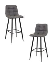 Стул барный DOBRIN Набор 2 шт Стул барный DOBRIN NICOLE, черные матовые ножки, серая антрацитовая винтажная экокожа (RU-08) арт. LML-8078-N_B-M_EL-RU-08