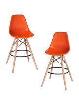 Стул барный DOBRIN Набор 2 шт Стул барный DOBRIN DSW BAR, ножки светлый бук, цвет сиденья оранжевый (O-02) арт. LMZL-PP638G-N_MTR_P-O-02