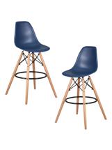 Стул барный DOBRIN Набор 2 шт Стул барный DOBRIN DSW BAR, ножки светлый бук, цвет тёмно-синий (BE-12) арт. LMZL-PP638G-N_LB-MTR_P-BE-12