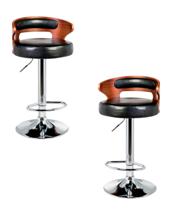 Стул барный DOBRIN Набор 2 шт Стул барный DOBRIN FRED, коричневое дерево, чёрный арт. LMZ-1018-N_CH-M_EL-black